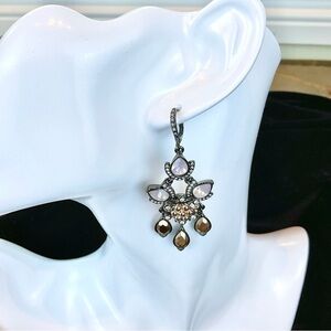 Jenny Packham Earrings Pink Tones Chandelier Dangle with Closed Hook Back